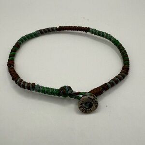 Authentic Wakami Unisex Bead & Cord Bracelet Green & Brown